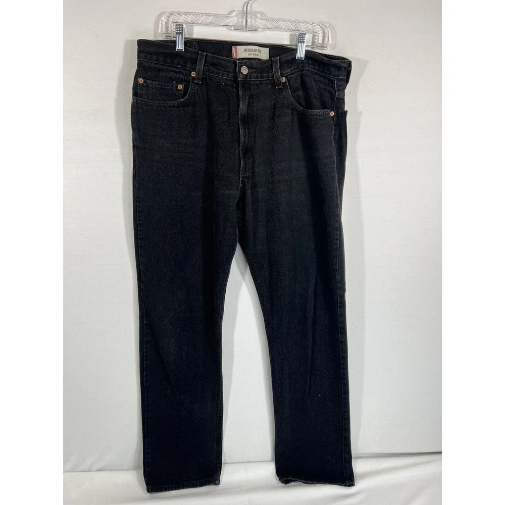 Levis 505 Mens Jeans 36x34 Black Regular Fit Red Tab‎ Denim
